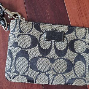 Coach signature C Black Silver Wristlet